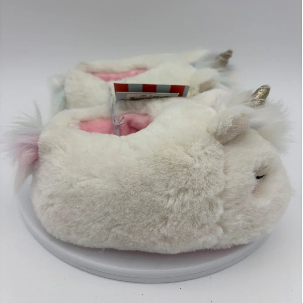 CAT & JACK‎ Kids Unicorn Slippers NEW Toddler Girl Fur Sparkle Rainbow Small 5/6